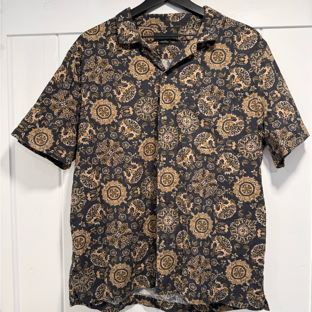 Cotton On Paisley Print Shirt - Black and Tan